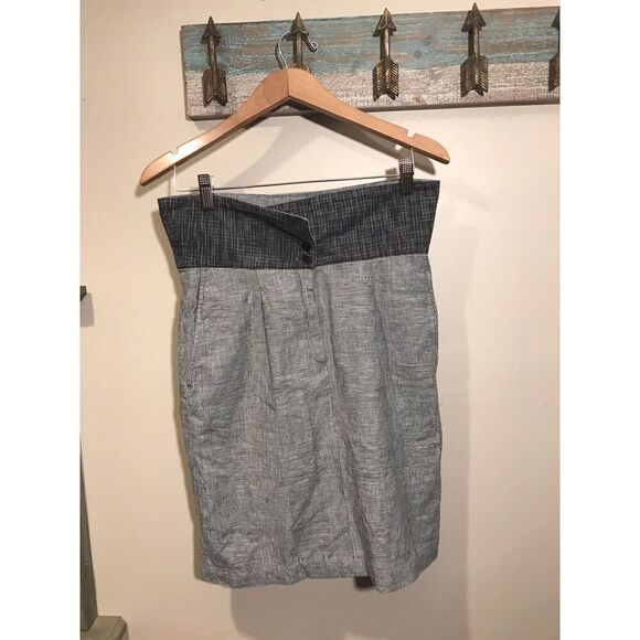 Anthropologie Cordelia Fold Over Skirt Static Print Pockets Sz 2 Black White - Picture 3 of 8